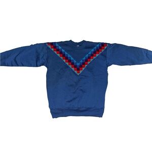 Hanes Blue and Red Men's Crewneck Sweater